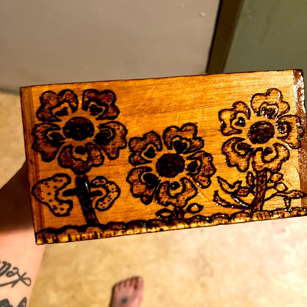 Hand made burned wooden fairy box